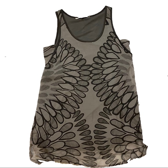 Collective Concepts Dresses & Skirts - Collective Concepts Preppy Gray Silk Floral Boho Retro Sleeveless Y2K Dress